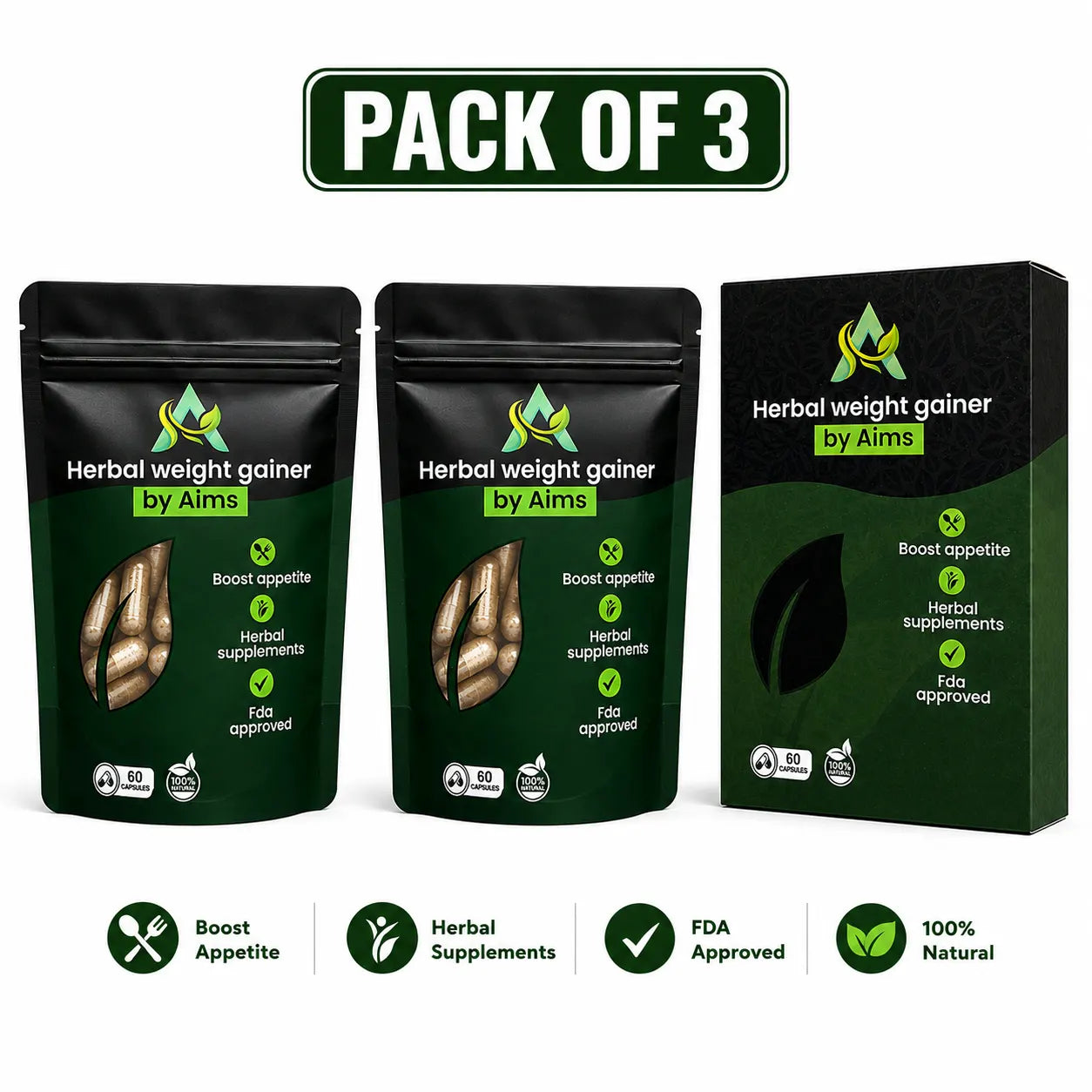 Weight Gainer (Pack of 3) | 100% Natural Herbal Supplement